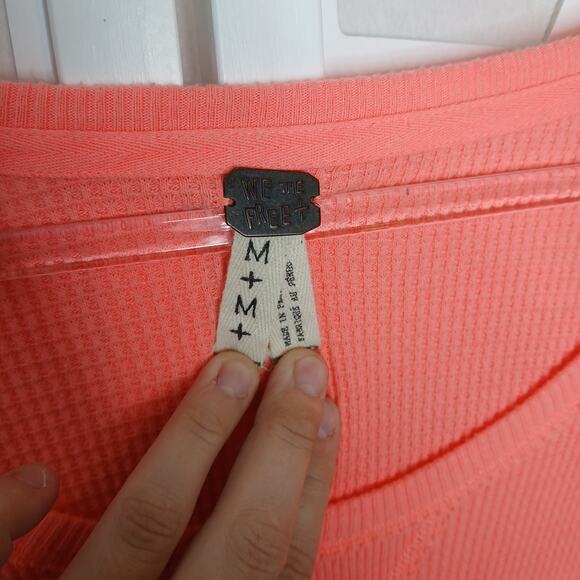 We The Free Oversized Thermal Waffle Knit Sweatshirt Womens MD Boho Cozy Lounge - Picture 4 of 10